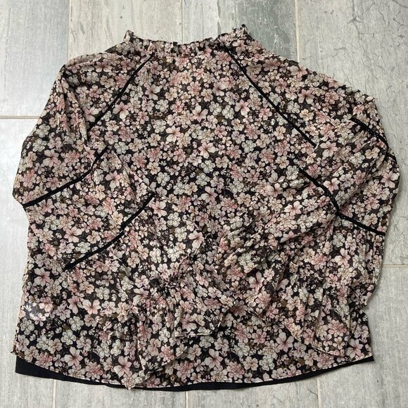 Tart Sheer Floral Boho Blouse Crochet Details Tassels Ruffle Collar Size Small - Picture 8 of 13